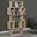 East Urban Home Brinn 62.99" H x 33.07" W Geometric Bookcase Wood in Brown | 62.99 H x 33.07 W x 11.81 D in | Wayfair