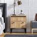 East Urban Home 1 - Drawer Nightstand in Oak/Black Wood in Brown | 19.69 H x 17.72 W x 15.75 D in | Wayfair AA86A9A6C32E45E3829A781557C865E0