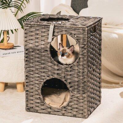 Tucker Murphy Pet™ Rattan Cat Litter Box w/ Rattan Ball & Cushion, Size 23.6 H x 16.9 W x 13.8 D in | Wayfair 7B36FC3713114CC1ABEBFD6A77922ED5