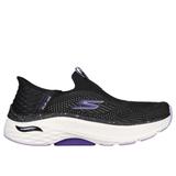 Skechers Women's Slip-ins Max Cushioning AF - Fluidity Sneaker | Size 7.5 | Black/Purple | Textile/Synthetic | Machine Washable | Arch Fit