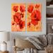 Red Barrel Studio® Red Blooming Poppies VII - 2 Piece Painting Set on Canvas Metal in Orange/Red | 32 H x 32 W x 1 D in | Wayfair