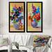 Red Barrel Studio® Still Life Summer Flowers Bouquet II - 2 Piece Painting Set on Canvas Metal in Blue/Orange/Yellow | 32 H x 32 W x 1 D in | Wayfair