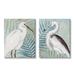 Stupell Industries Heron Birds Layered Plant Leaves 2 Piece Wall Plaque Art Set By Kim Allen Canvas in Blue/Green/White | Wayfair