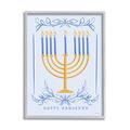 Stupell Industries Happy Hanukkah Botanical Menorah at-173 Wood in Blue/Brown/White | 30 H x 24 W x 1.5 D in | Wayfair at-173_gff_24x30