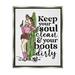 Stupell Industries Keep Soul Clean & Boots Dirty Phrase Framed Floater Canvas Wall Art By Erica Billups Canvas in Black/Green/Pink | Wayfair