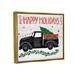 The Holiday Aisle® Happy Holidays Christmas Tree Truck - Floater Frame Graphic Art on Canvas in Black/Green/Red | 25 H x 31 W x 1.7 D in | Wayfair