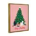 The Holiday Aisle® Merry Christmas Holiday Cats - Floater Frame Graphic Art on Canvas in Green/Pink/White | 31 H x 25 W x 1.7 D in | Wayfair