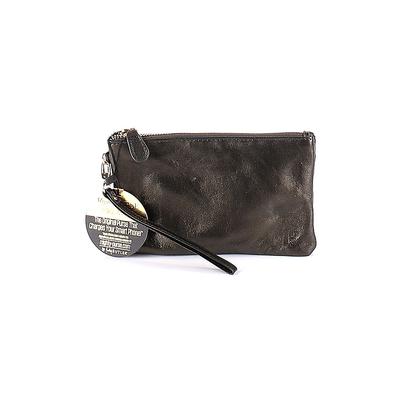 Handbag Butler Leather Wristlet: Pebbled Brown Solid Bags