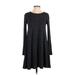 Old Navy Casual Dress - A-Line Crew Neck Long sleeves: Black Print Dresses - Women's Size X-Small