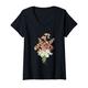 Damen Flower Esprit T-Shirt Damen Power Floral T-Shirt mit V-Ausschnitt