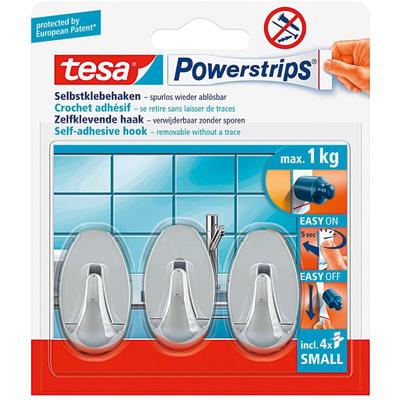 Tesa - Powerstrips Haken oval chrom