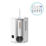 Electric Portable Dental Irrigator Water Flosser Water Toothpick 600ml Oral Irrigator Large Capacity Water Tank Waterproof Dental Cleaner+6 Spray Oral Care White Water Pik