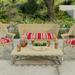 44" x 18" Red Stripe Tufted Contoured Outdoor Wicker Bench Cushion - 18'' L x 44'' W x 4'' H