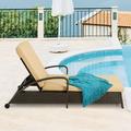 Magic Union Patio Chaise Lounge Chair PE Rattan Outdoor Reclining Lounge Chair Pool Lounge Chair with Wheels and Adjustable Backrest