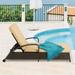 Magic Union Patio Chaise Lounge Chair PE Rattan Outdoor Reclining Lounge Chair Pool Lounge Chair with Wheels and Adjustable Backrest