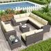 Kullavik Patio Furniture Set Sofa 12-Pieces Wicker Sectional Sofa Set Outdoor Furniture Rattan Patio Conversation Set with Thickened Cushions and Glass Coffee Table Cream