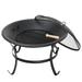 YouLoveIt 22 Portable Folding Round Black Steel 22 Inch Fire Pit Wood Burning Mesh Spark Steel Firepit Bowl for Patio Camping Backyard Deck Picnic Porch