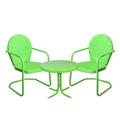 3-Piece Retro Metal Tulip Chairs and Side Table Outdoor Set Lime Green