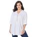 Plus Size Women's Pleated Linen Tunic by Catherines in White (Size 5X)