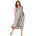 Plus Size Women's A-Line Linen Blend High-Low Dress by Catherines in Natural Palms Print (Size 5X)