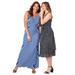 Plus Size Women's Striped V-Neck Maxi Tank Dress by Catherines in Navy Mixed Stripe (Size 3X)