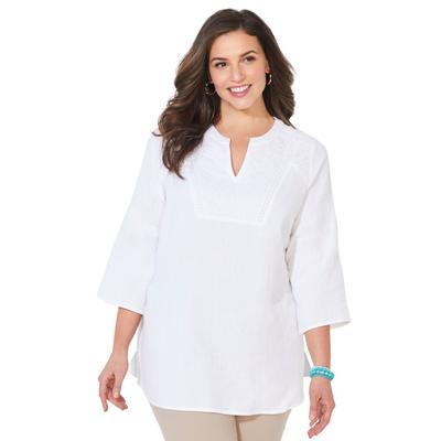 Plus Size Women's Liz&Me® Y-Neck Lace Blouse by Catherines in White (Size 4X)