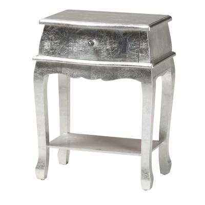 Harriet Classic And Traditional Silver Finished Wood 1-Drawer Nightstand by Baxton Studio in Silver