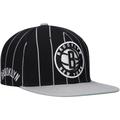 Men's Mitchell & Ness Black/Gray Brooklyn Nets Hardwood Classics Pinstripe Snapback Hat