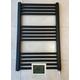 Greened House 500w x 800h Black Electric Straight Heated Bathroom Towel Rail + Timer and Room Thermostat