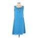 Gap Casual Dress - A-Line Tie Neck Sleeveless: Blue Print Dresses - Women's Size Small