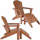 Tectake Garden Chairs With Footstool In Adirondack Design Set Of 2 Brown