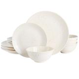 Gibson Elite Ramapo 12 Piece Stoneware Dinnerware Set in White Speckle