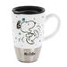 Mr. Coffee Snoopy Time 15 Ounce Ceramic Travel Mug in White With Lid
