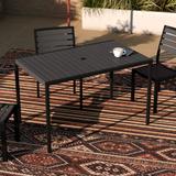 All-Weather Faux Teak Patio Dining Table with Steel Frame - Seats 4