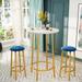 Eureka Modern 3 Pieces Fuax Marble Bar Table Set, Counter Height Round Pub Kitchen Dining Table Set with 2 Padded Stools