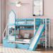 Twin-Over-Twin Wood Bunk Bed w/2 Drawers,3 Shelves & Slide