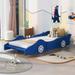 Twin Size Race Car-Shaped Platform Bed,Blue Kids Bed