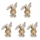 Hesroicy 5Pcs Rabbit Nail Decors Shining Paste Easily Three-dimensional DIY Zircon 2023 Bunny Year Bow Pendant Nail Charms for Girl