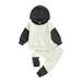 Qtinghua Toddler Baby Boy 2 Piece Outfit Color Block Hoodie Sweatshirt Top Jogger Pants Set Fall Winter Clothes Black Gray 2-3 Years