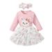 wofedyo Baby Girl Clothes Toddler Easter Cute Baby Clothes Rabbit Tops Skirt Headband 3Pcs Outfits Baby Long Sleeve Baby Girls Clothing Sets Baby Clothes