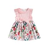 Bagilaanoe Toddler Baby Girl Summer Dress Floral Print Sleeveless A-line Dresses 6M 9M 12M 18M 24M 3T Kids Casual Patchwork Swing Sundress