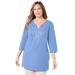 Plus Size Women's Liz&Me® Applique Y Tunic by Liz&Me in French Blue (Size 4X)