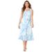 Plus Size Women's Liz&Me® V-Neck Tier Midi Dress by Liz&Me in Aqua Painterly Floral (Size 3X)