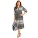 Plus Size Women's Gauze Midi Shirtdress by Catherines in Black Dot Stripe (Size 2X)