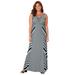Plus Size Women's Striped V-Neck Maxi Tank Dress by Catherines in Black Mixed Stripe (Size 5X)