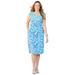 Plus Size Women's Liz&Me® Long Applique Dress by Liz&Me in Vibrant Blue Paisley (Size 6X)
