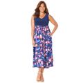 Plus Size Women's Fit & Flare Flyaway Dress by Catherines in Blue Floral (Size 4X)