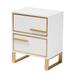 Giolla Contemporary Glam And Luxe White Finished Wood And Gold Metal 2-Drawer Nightstand by Baxton Studio in White Gold