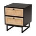 Declan Mid-Century Modern Espresso Brown Finished Wood And Natural Rattan 2-Drawer Nightstand by Baxton Studio in Espresso Brown Black