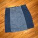 Free People Skirts | Free People Fp Denim Two Tone Jean Mini Skirt Super Stretchy Tight Medium Light | Color: Blue | Size: 2